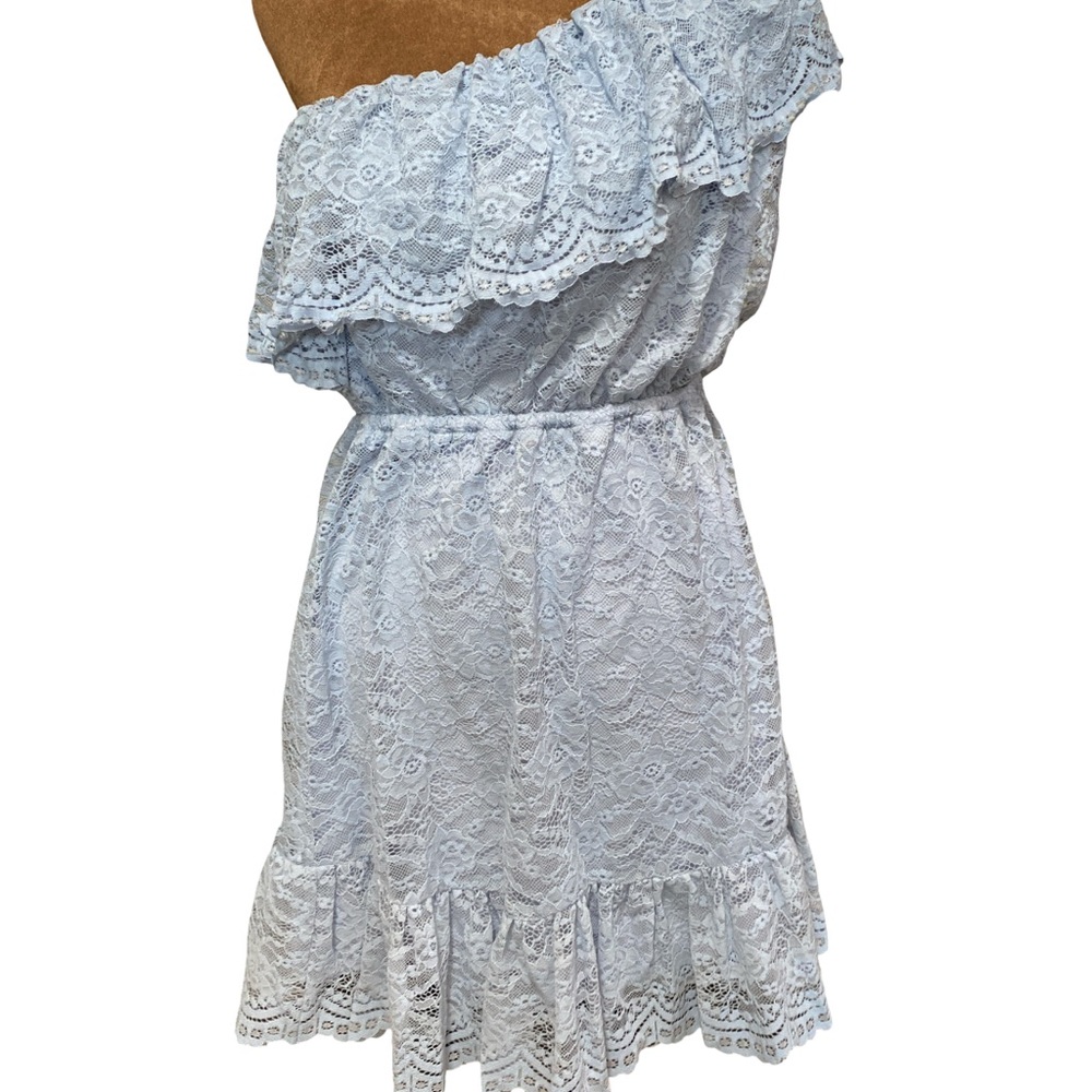 love, Fire‎ Light Blue Lace Off-Shoulder Dress